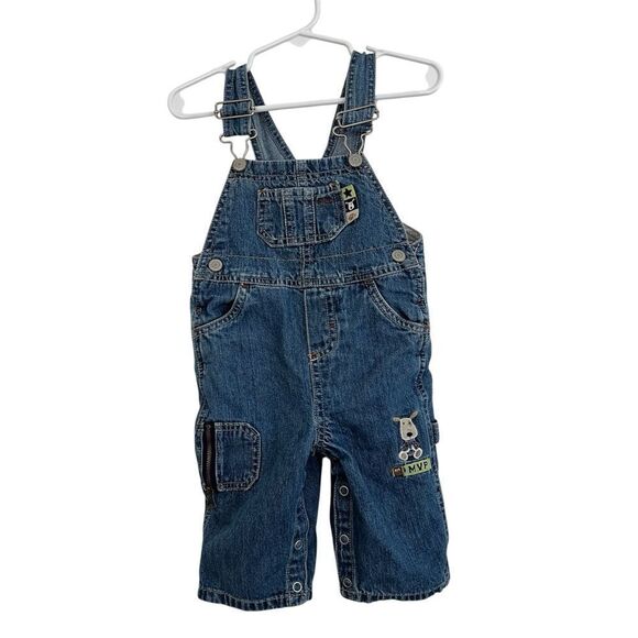 Carters Vintage Blue Denim Overalls Baby Boys Size 9 Months - Picture 1 of 8